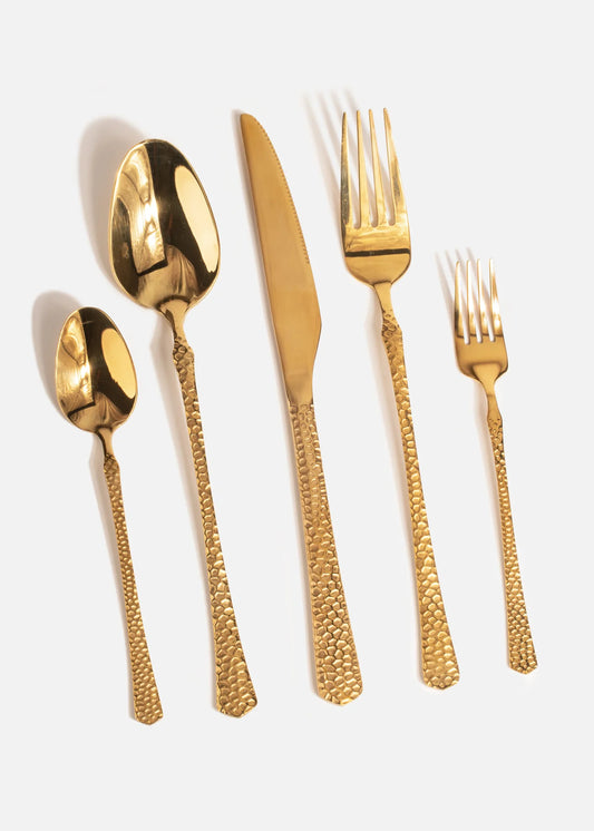 CUBIERTO HAMMERED GOLD